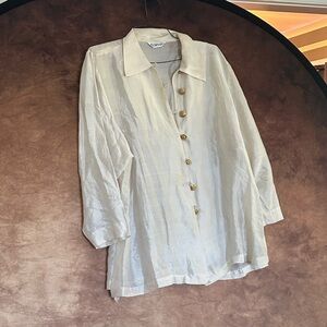 Vintage 90s Elegant Cream Blouse with Gold Buttons